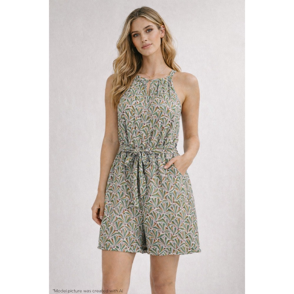 Boho Botanical Romper Dress Look Anthropologie Tie Waist‎ Flowy
